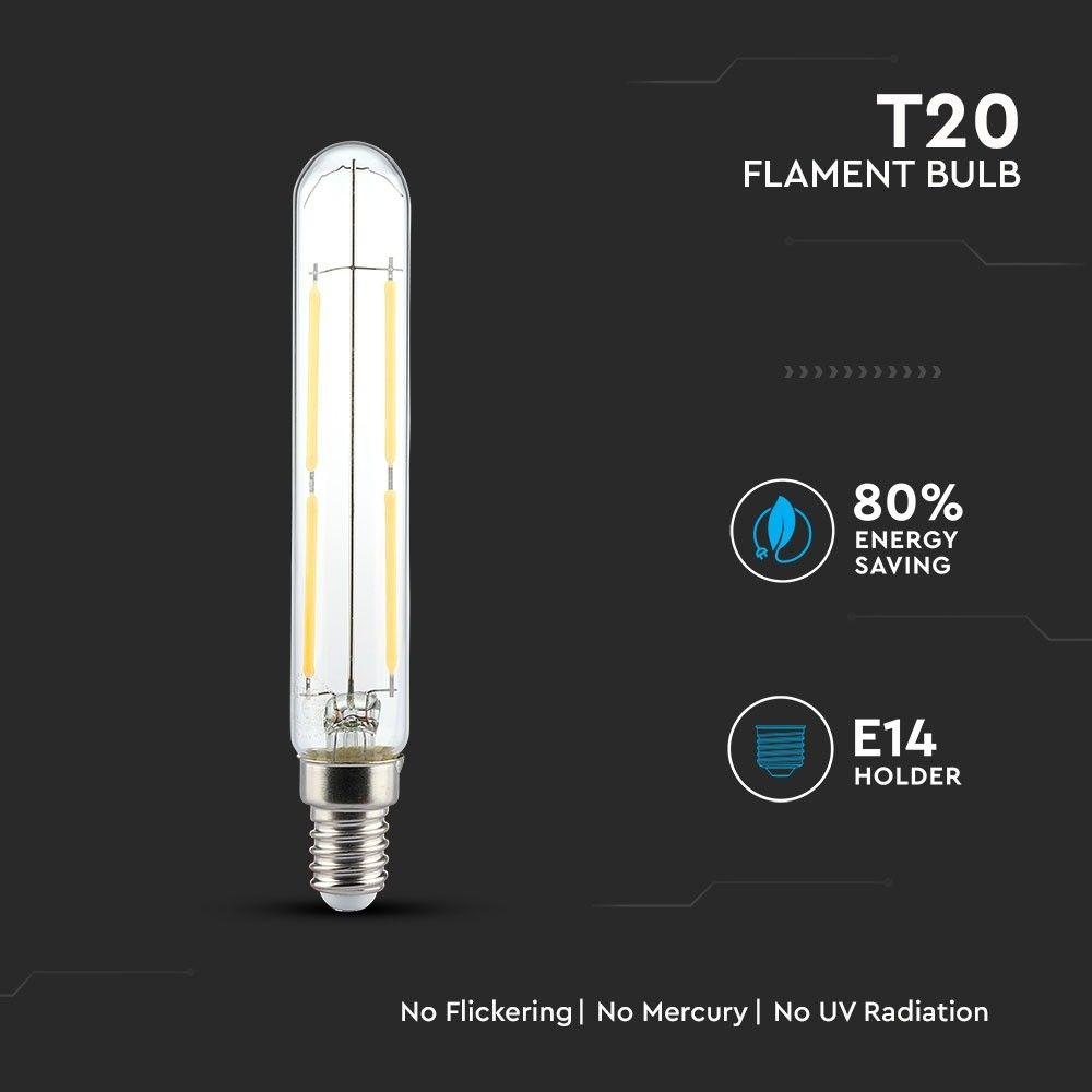 VT-2204 4W LED T20 LED FILAMENT BULB -CLEAR GLASS 4000K E14