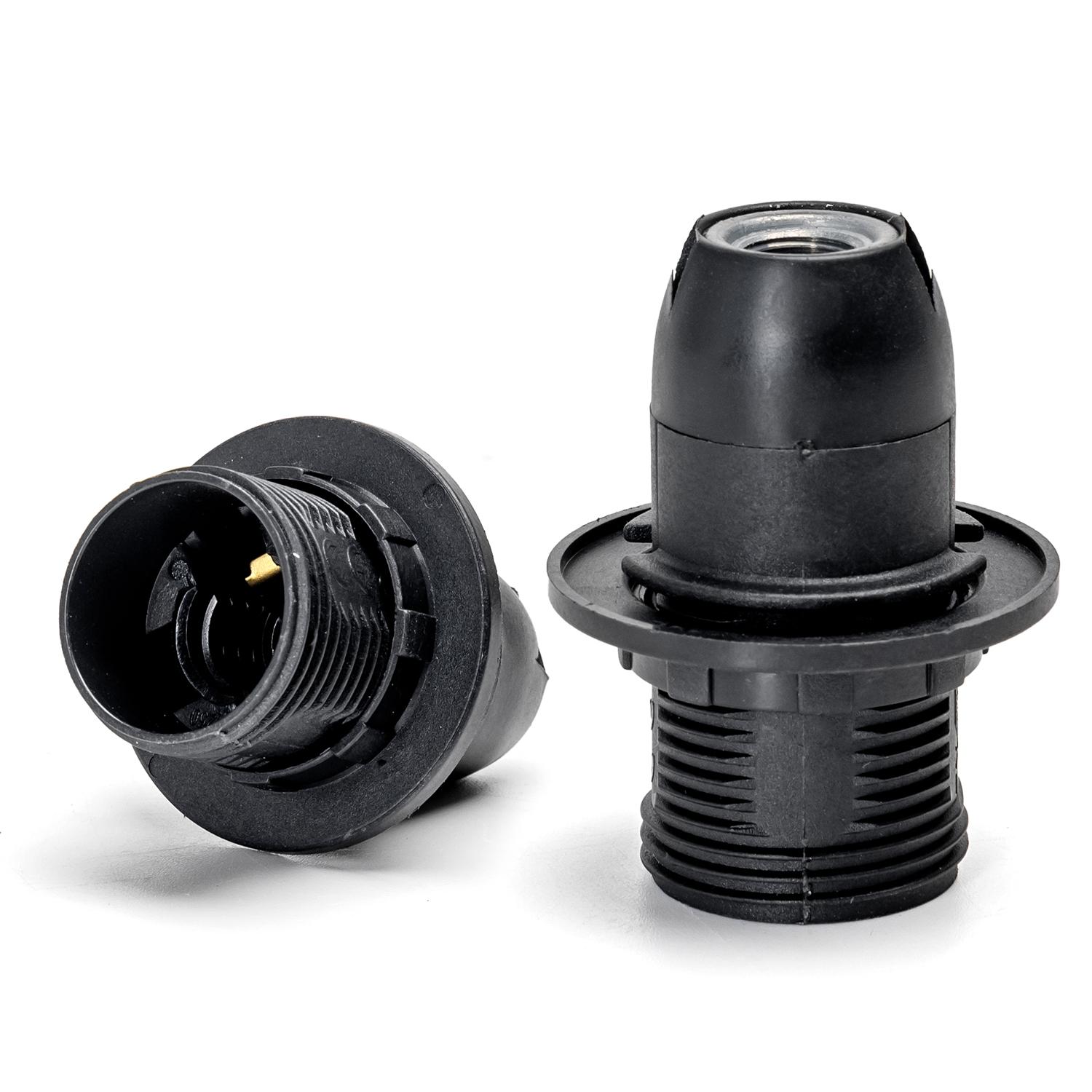 E14 Plastic Spring Terminal Lamp Holder Black