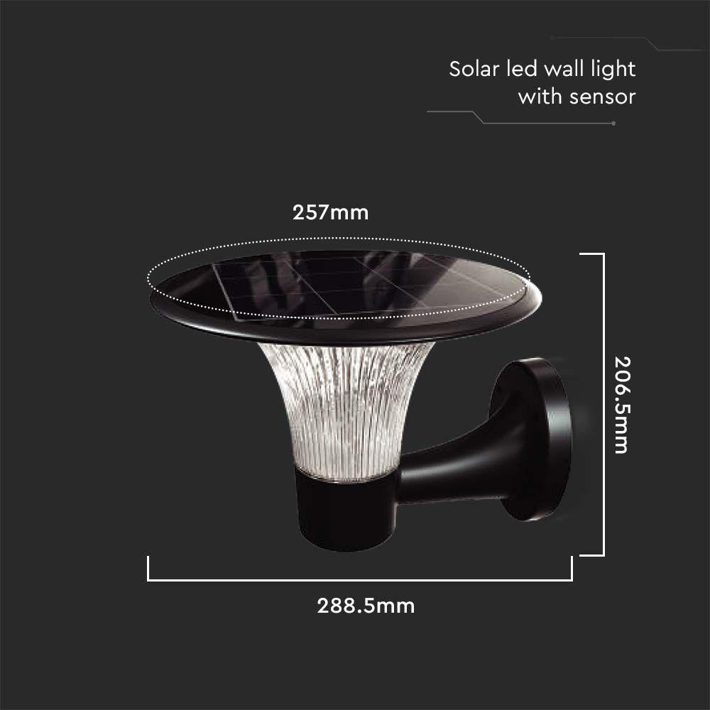 VT-425 15W LED SOLAR WALL LIGHT-DIAMOND 1900LM LiFePO4 BATTERY 3.2V 6000mAh 6000K+4000K BLACK