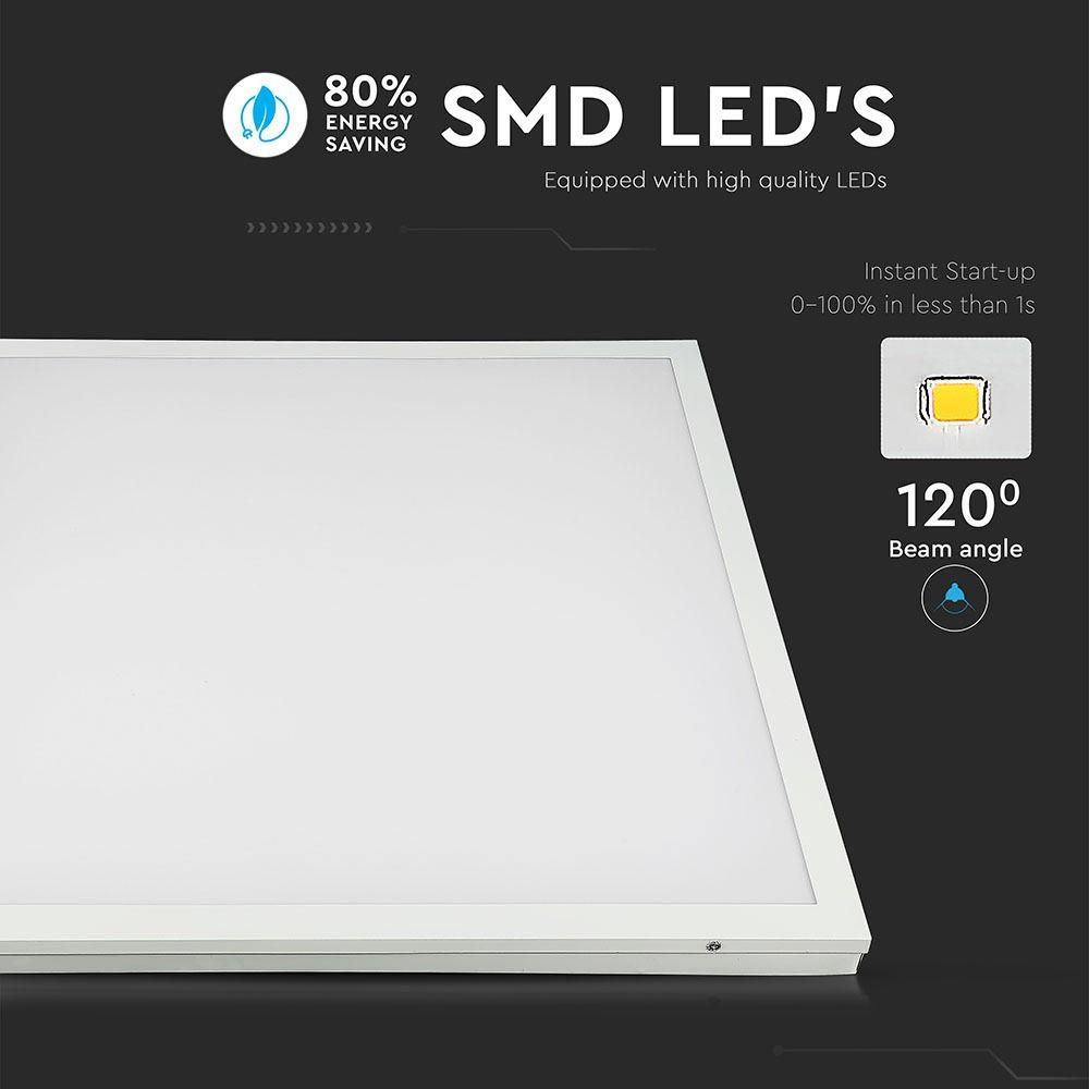 VT-6142-1 40W LED BACKLIT PANEL 600x600MM 2IN1(SURFACE/RECESSED) 4000K 6PCS/PACK