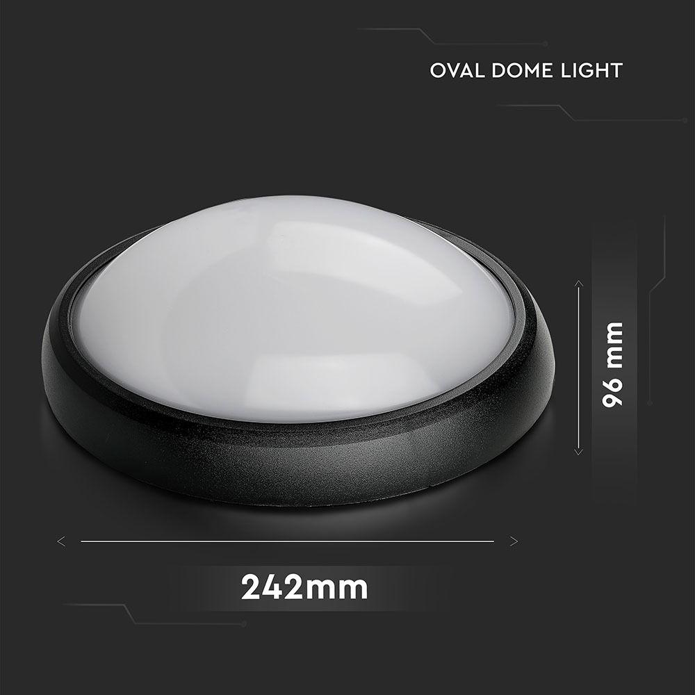 12W Plafon LED Owalny, IP54, Barwa:3000K, Obudowa: Czarna, VTAC, SKU 1350