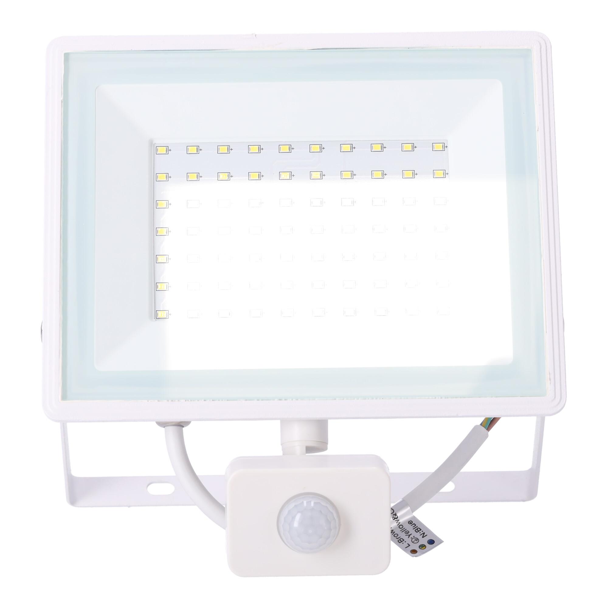 LED Slim Floodlight with Sensor White 50W (Die-casting)