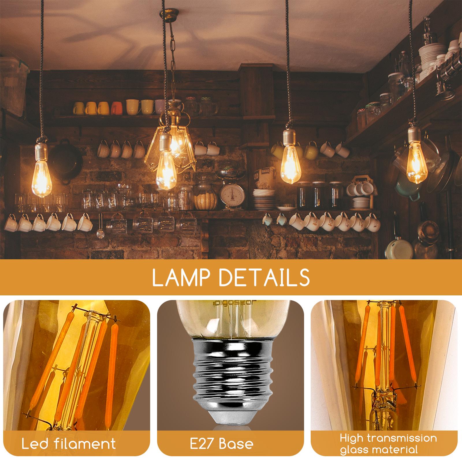 LED Filament Bulb (Amber) ST64 E27 6W