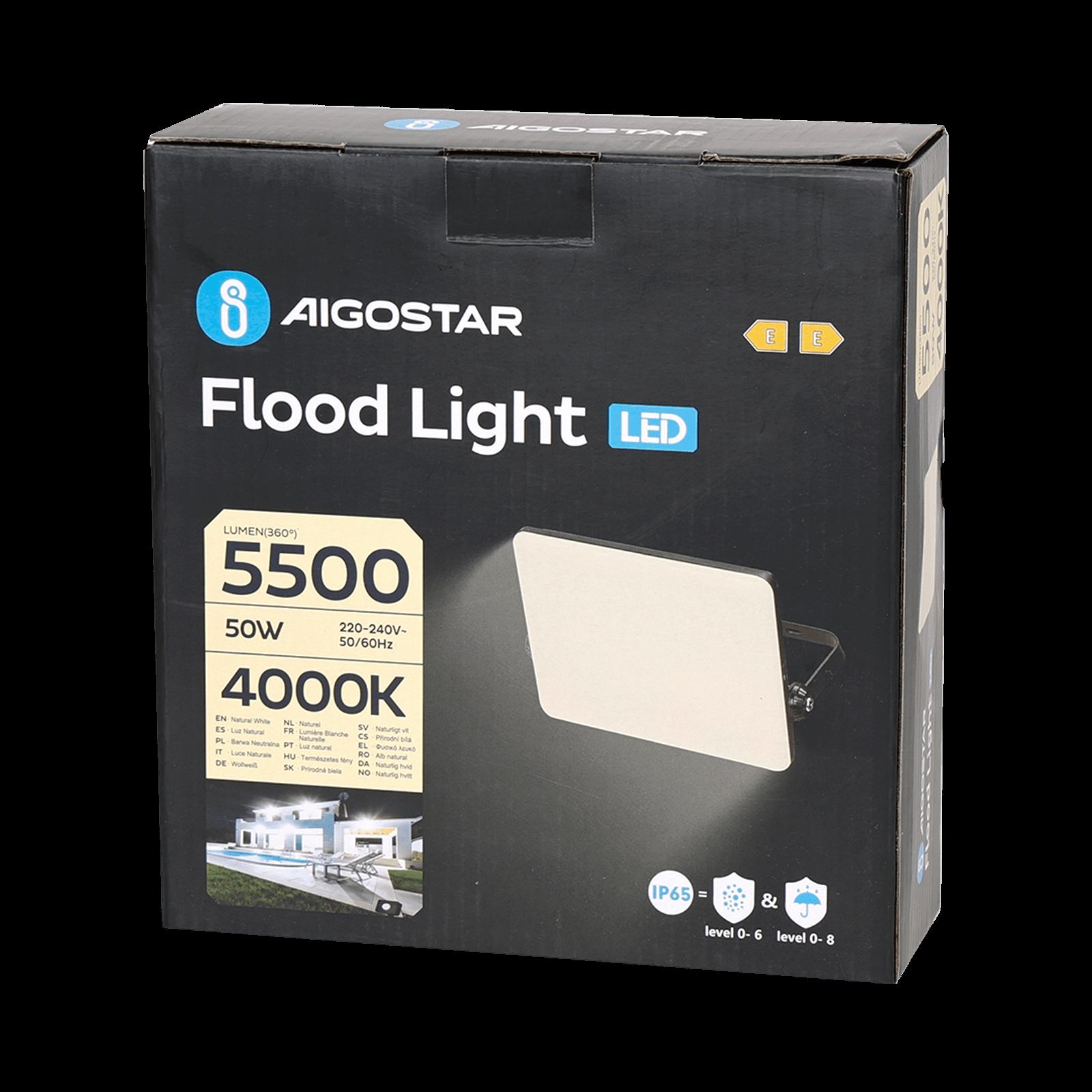 LED Frosted Cover Floodlight with Black Housing, 50W, 4000K