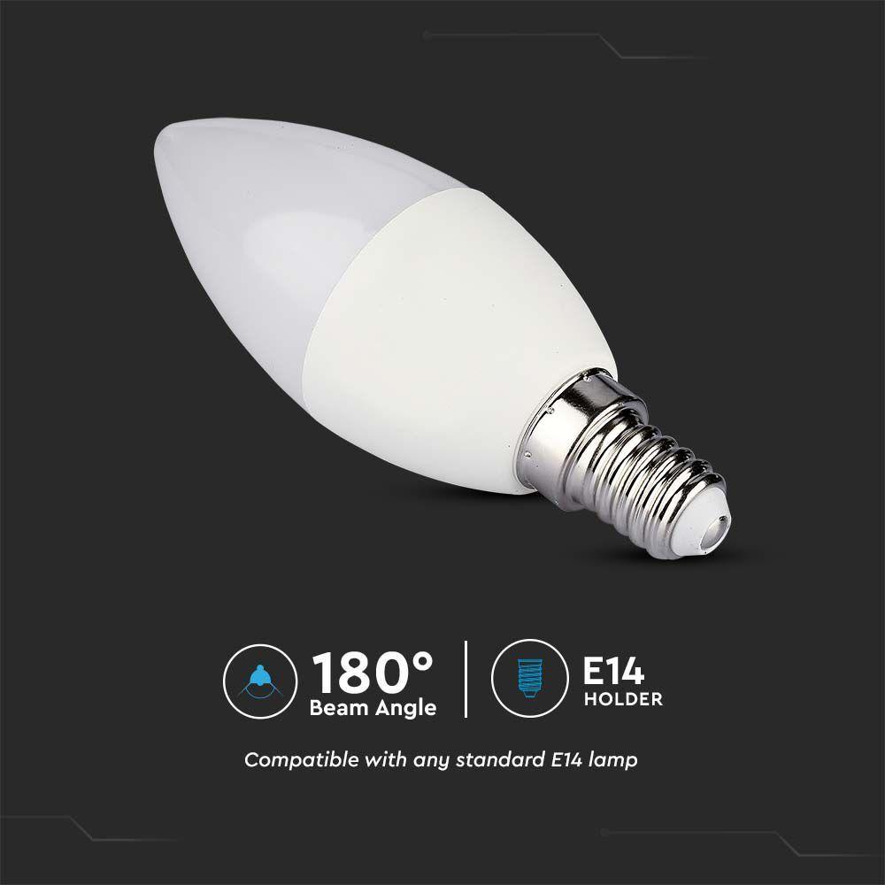 4.8W C35 Żarówka LED sterowana pilotem, Barwa:RGB+3000K, Ściemniana, Trzonek:E14, VTAC, SKU 2926