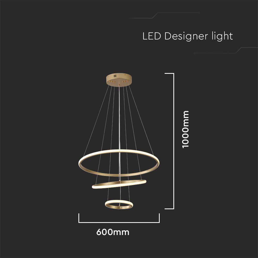 Dekoracyjna Lampa Wisząca LED,  Barwa: 3000K, Obudowa: Złota     , VTAC, SKU 8019