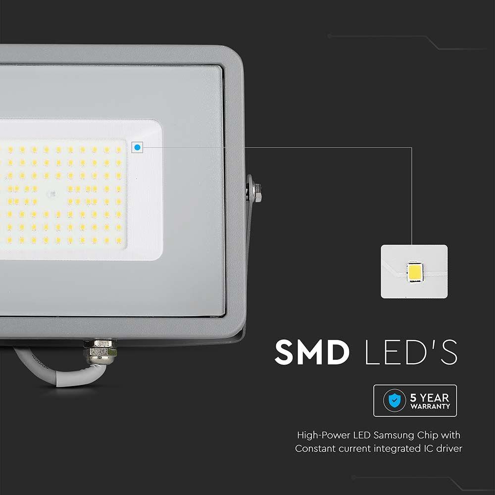 50W Naświetlacz LED SMD, Chip SAMSUNG, Barwa:6500K, Obudowa: Szara , Wydajność: 115lm/w, VTAC, SKU 21765