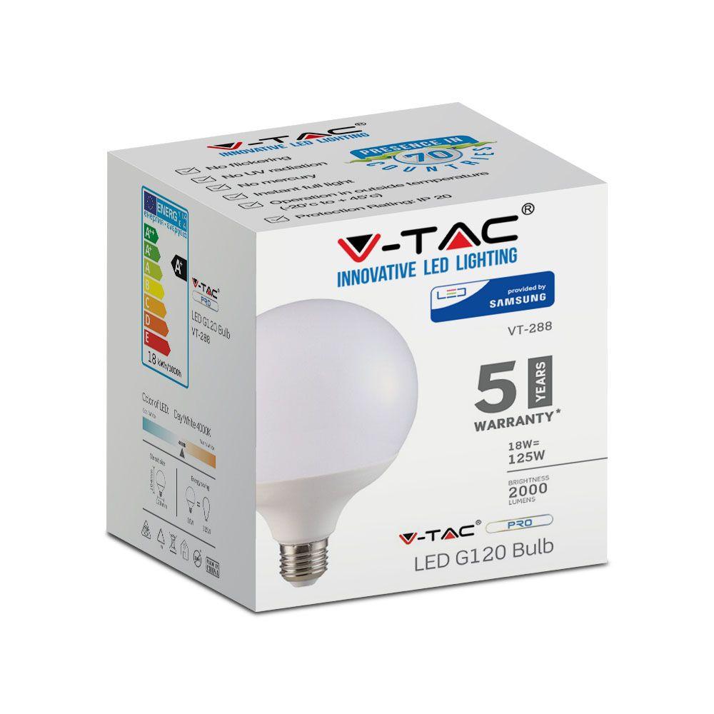 VT-288 18W G120 LED PLASTIC BULB SAMSUNG CHIP 6400K E27