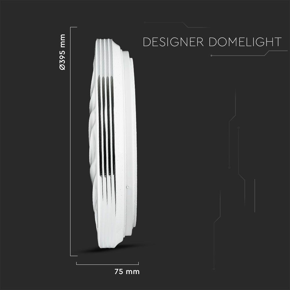 20W/40W/20W Dekoracyjny plafon LED, Barwa: 3w1, Ściemniany, Klosz z efektem fali, VTAC, SKU 14601