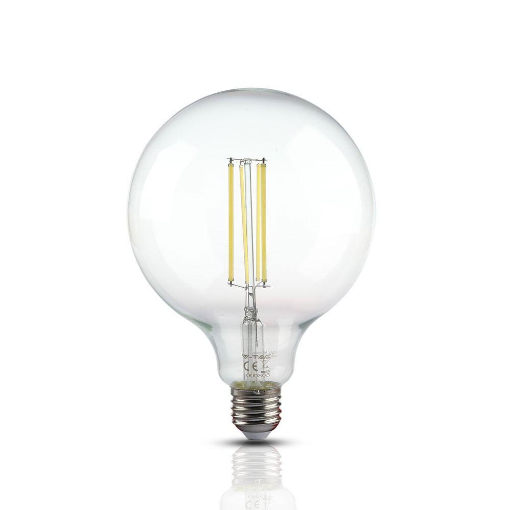 12.5W G125 Żarówka LED Filament, Klosz Transparentny, BARWA:4000K, Trzonek:E27, VTAC, SKU 7454