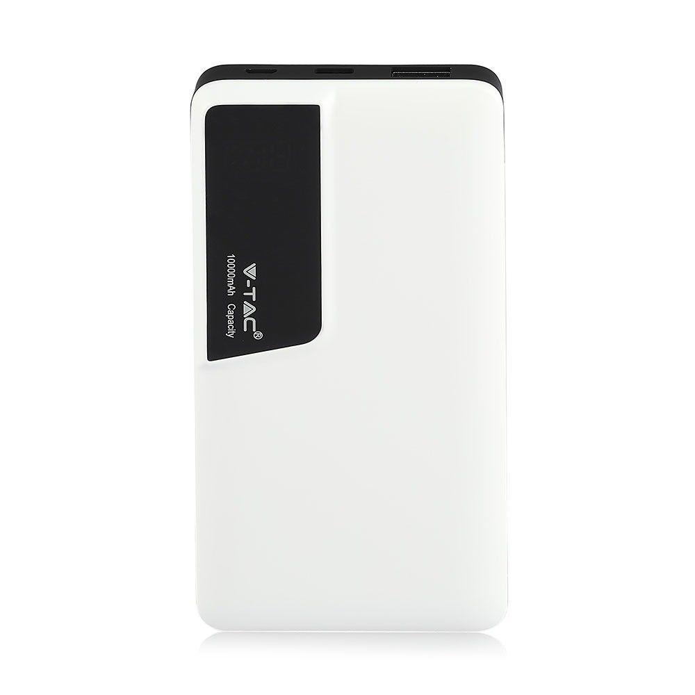 Power Bank, Litowo Polimerowy - 3.7V, 10000mAh, Biały, VTAC, SKU 8870