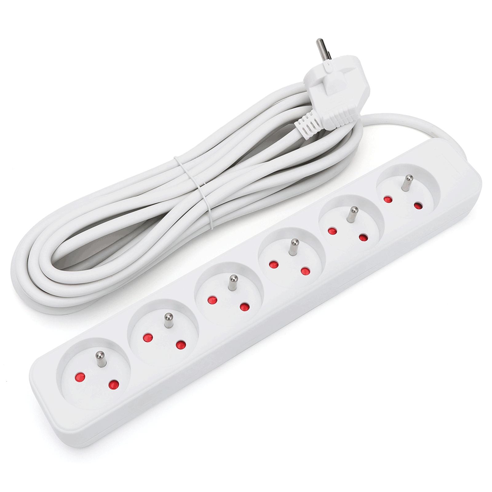 Power strips 6-way 5m H05VV-F 3G1.0m㎡ White