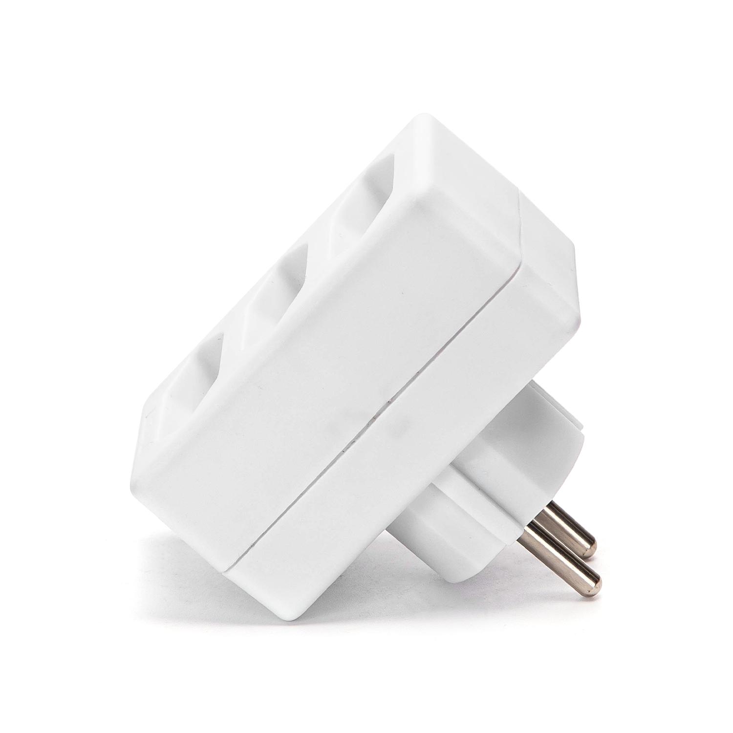 French 3-Way Adaptor (Without Switch) 2.5A White