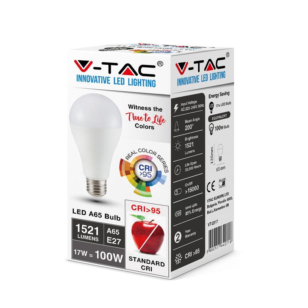 VT-2217 17W A65 LED PLASTIC BULB 2700K E27,CRI>95