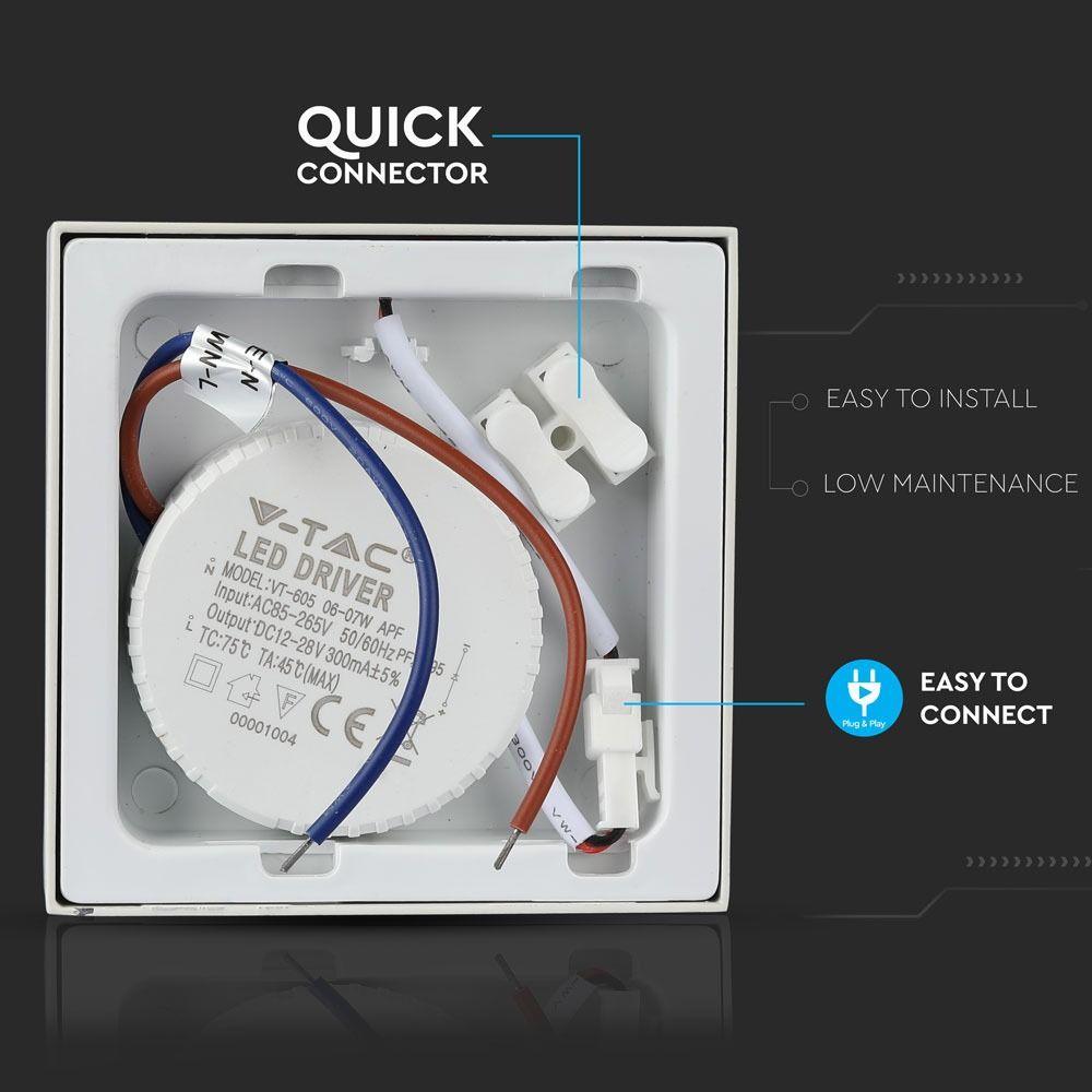 SQ 6W Panel LED, Barwa:6400K, Kwadratowa, VTAC, SKU 4909