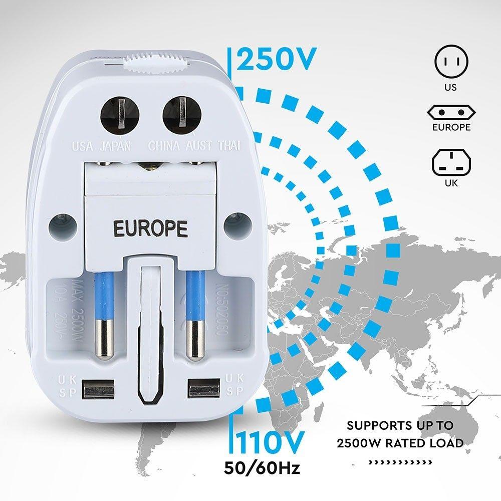 UNIVERSAL ADAPTOR WITHOUT OVERLOAD PROTECTION, DOUBLE BLISTER PACKAGE