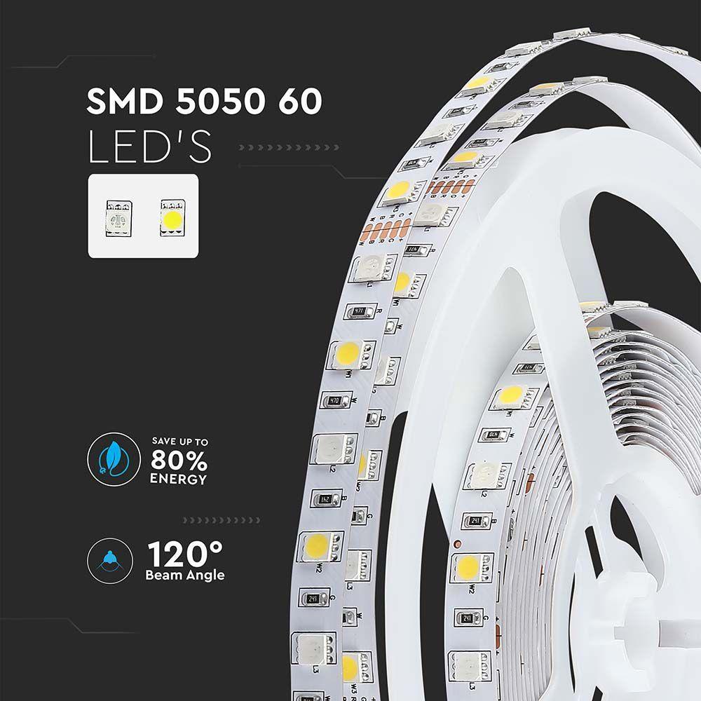 8W Taśma LED, Barwa: RGB+3000K, IP20, Rolka:5m, VTAC, SKU 212553