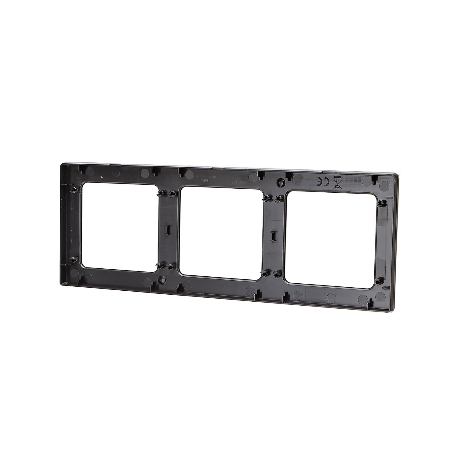 German-French Three Gang Aluminium Wall Plate Black