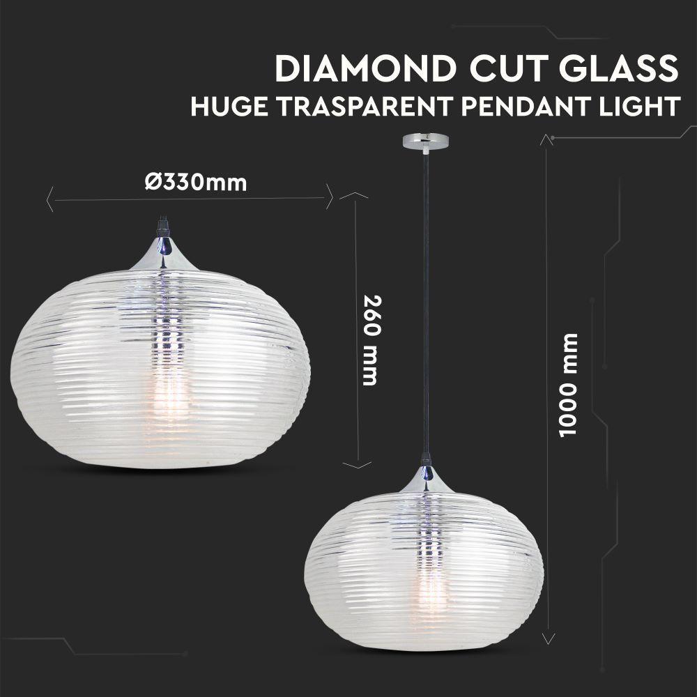 VT-7350 DIAMOND CUT GLASS-TRASPARENT PENDANT LIGHT D:330-E27