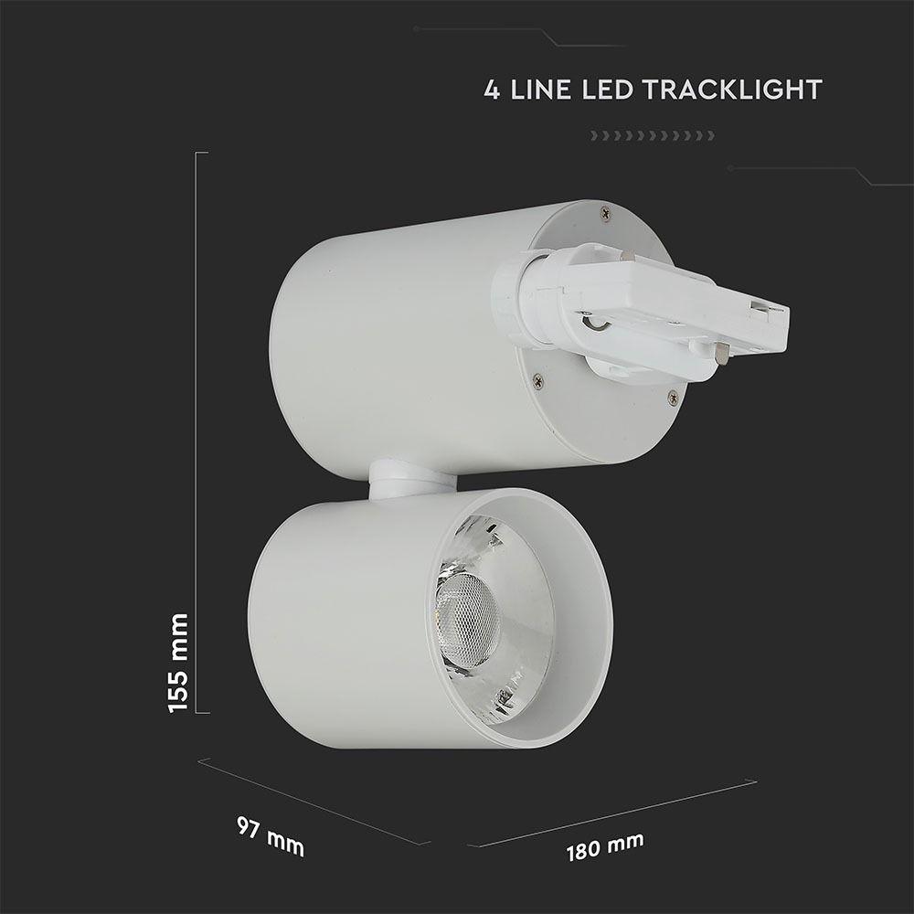 15W Lampa LED na szynoprzewód, Barwa:6400K, Obudowa: Biała, 5 Lat gwarancji , VTAC, SKU 1300