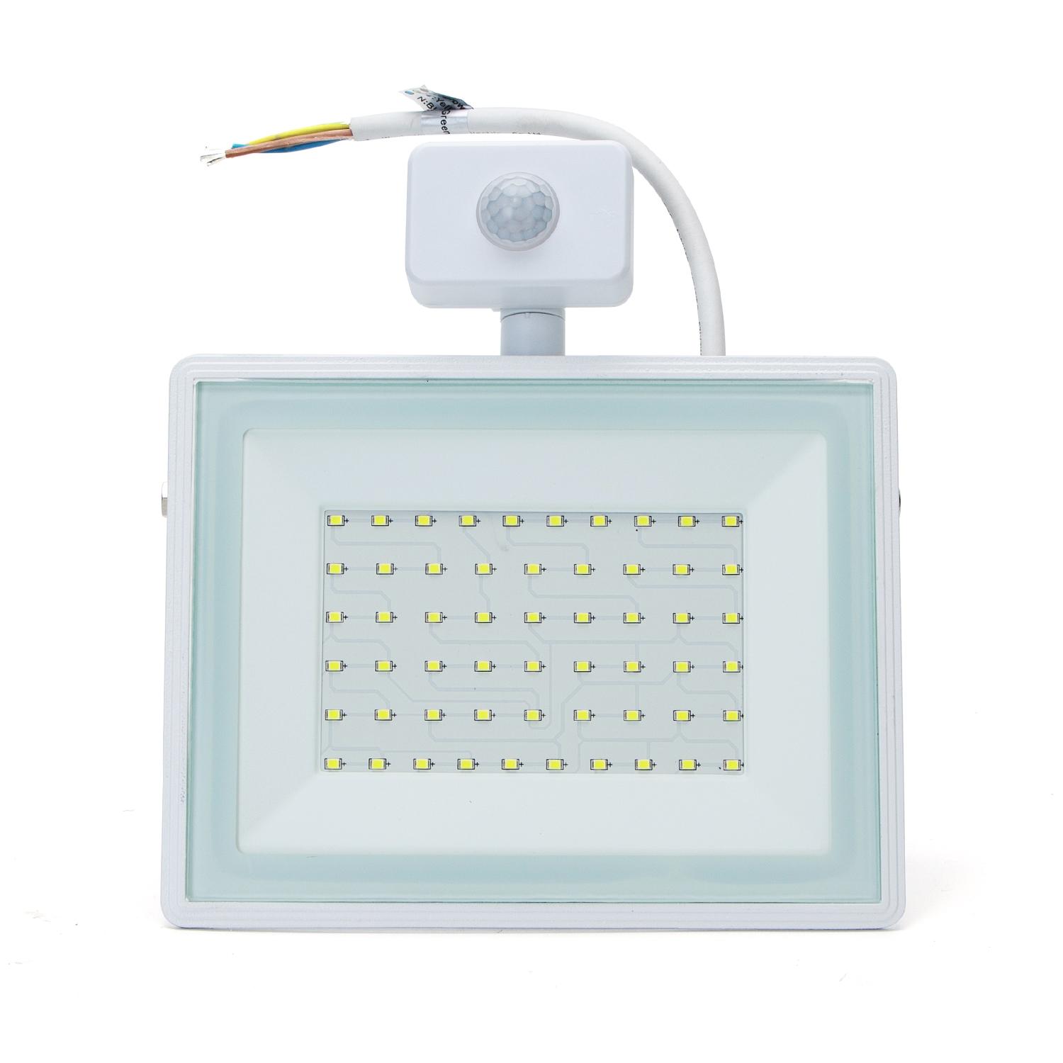 LED Slim Floodlight with Sensor White 50W (Die-casting)