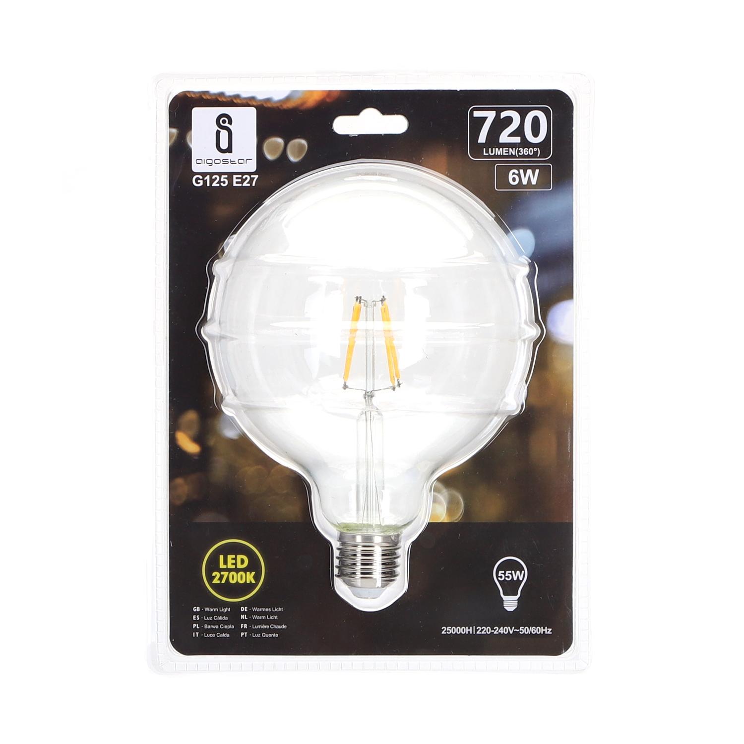 LED Filament Bulb (Clear) G125 E27 6W