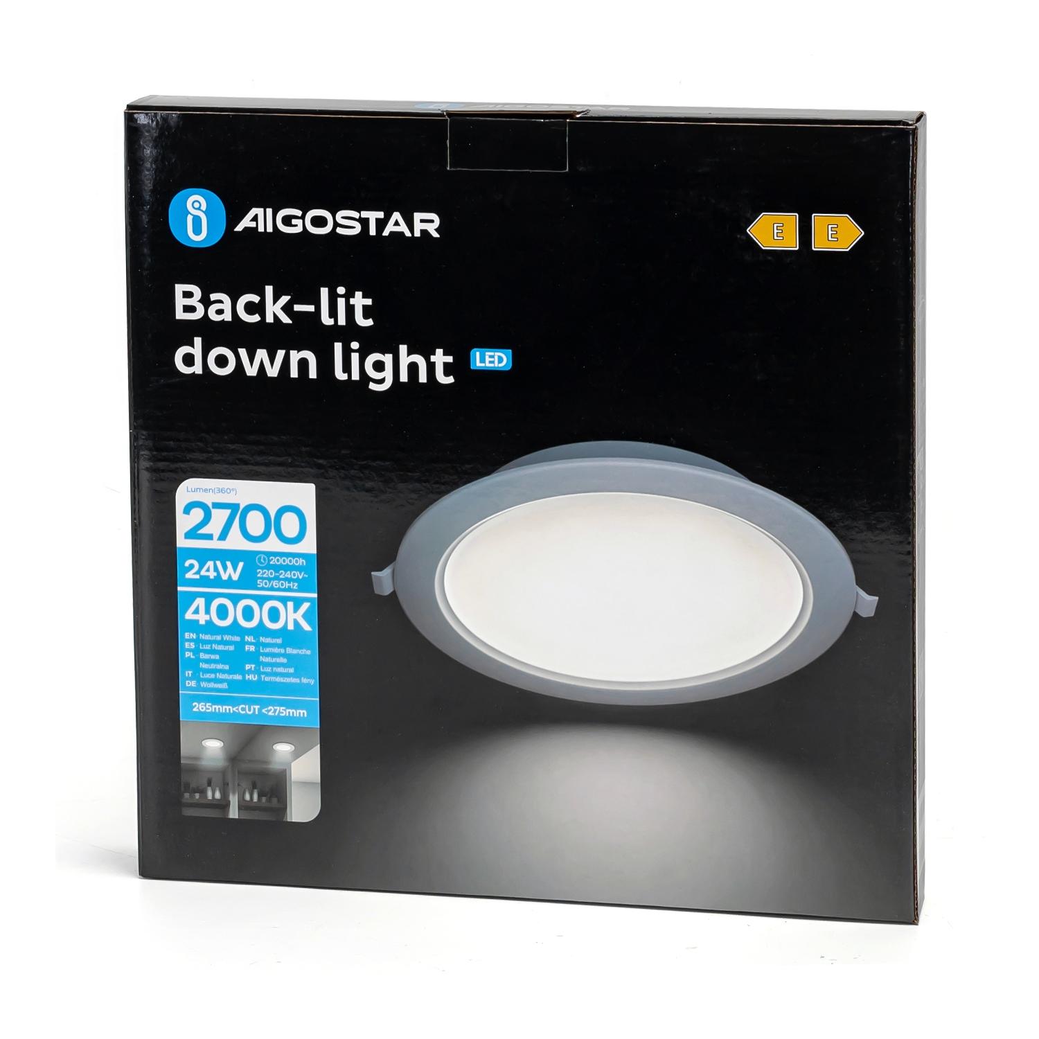 Downlight podtynkowy LED 24W Światło naturalne