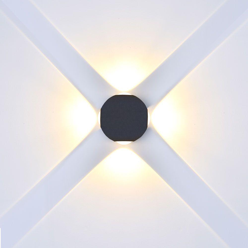 VT-834 4W LED WALL LIGHT ROUND 3000K IP65 BLACK BODY