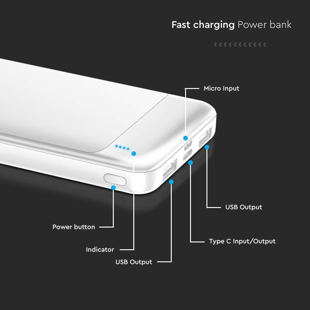 VT-10005 10000mAh FAST CHARGER POWER BANK WHITE