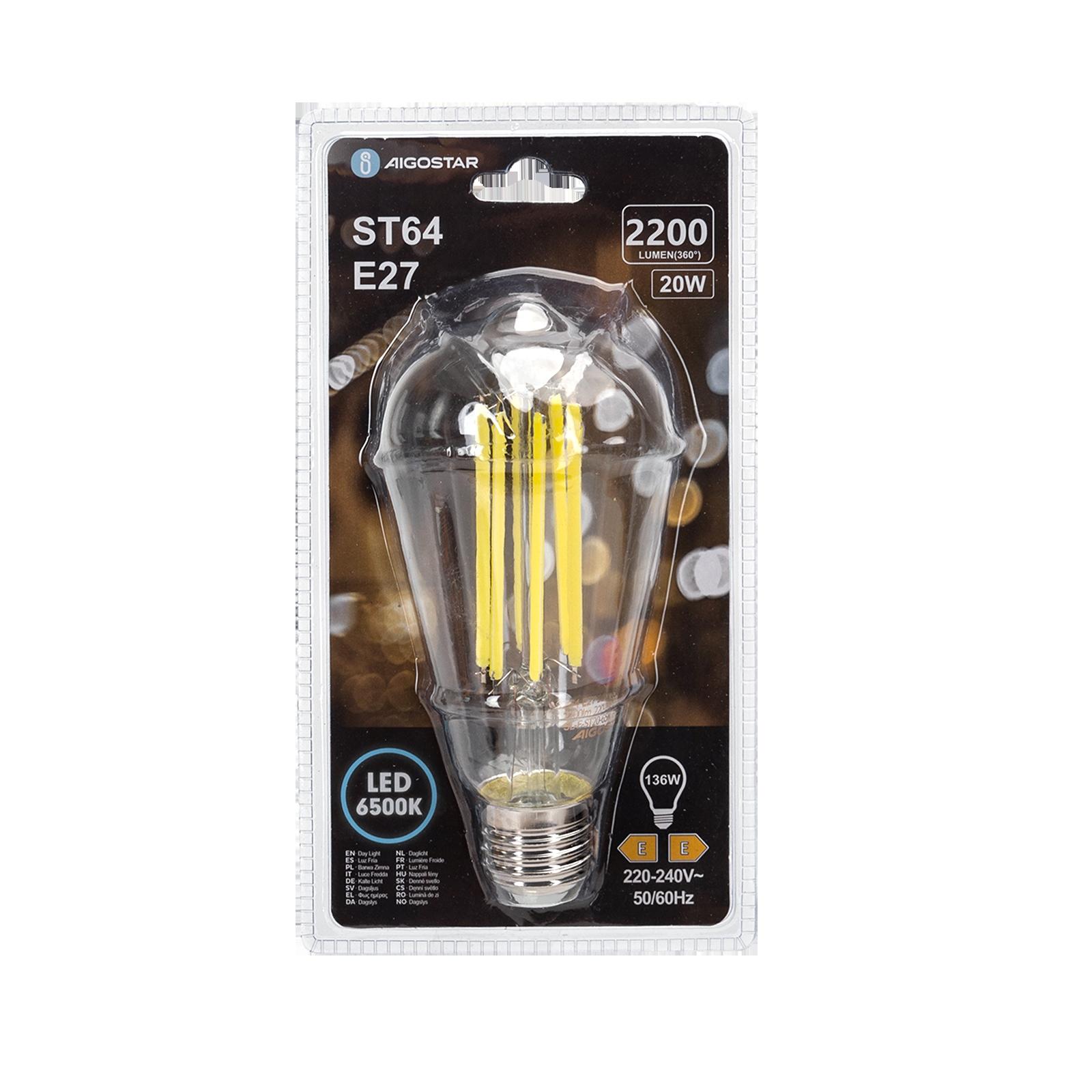 Żarówka LED Filament (Przezroczysta) ST64 E27 20W