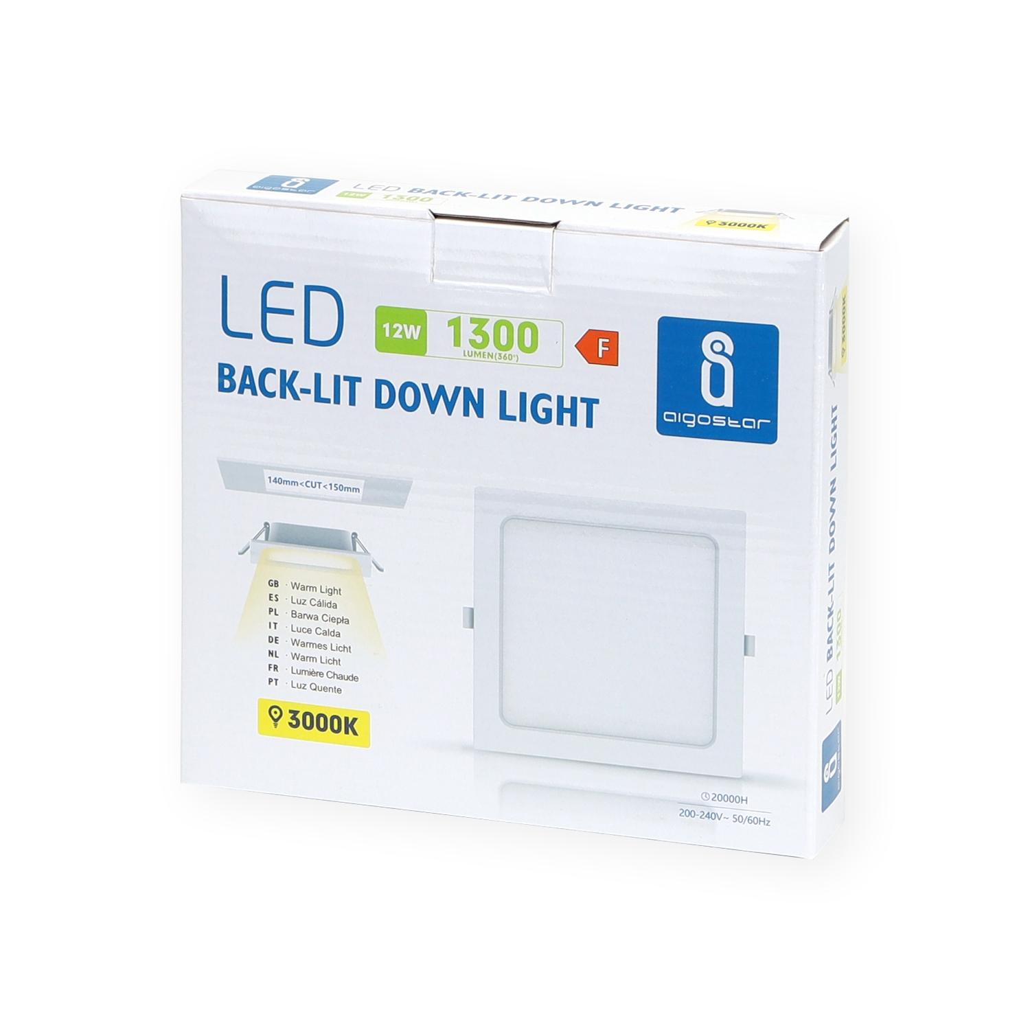 E6 LED Flush-mounted Square Downlight 12W Yellow Light