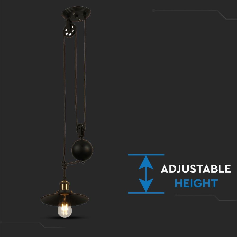 VT-7201 VINTAGE METAL PENDANT LIGHT WITH PULLEY-BLACK-E27