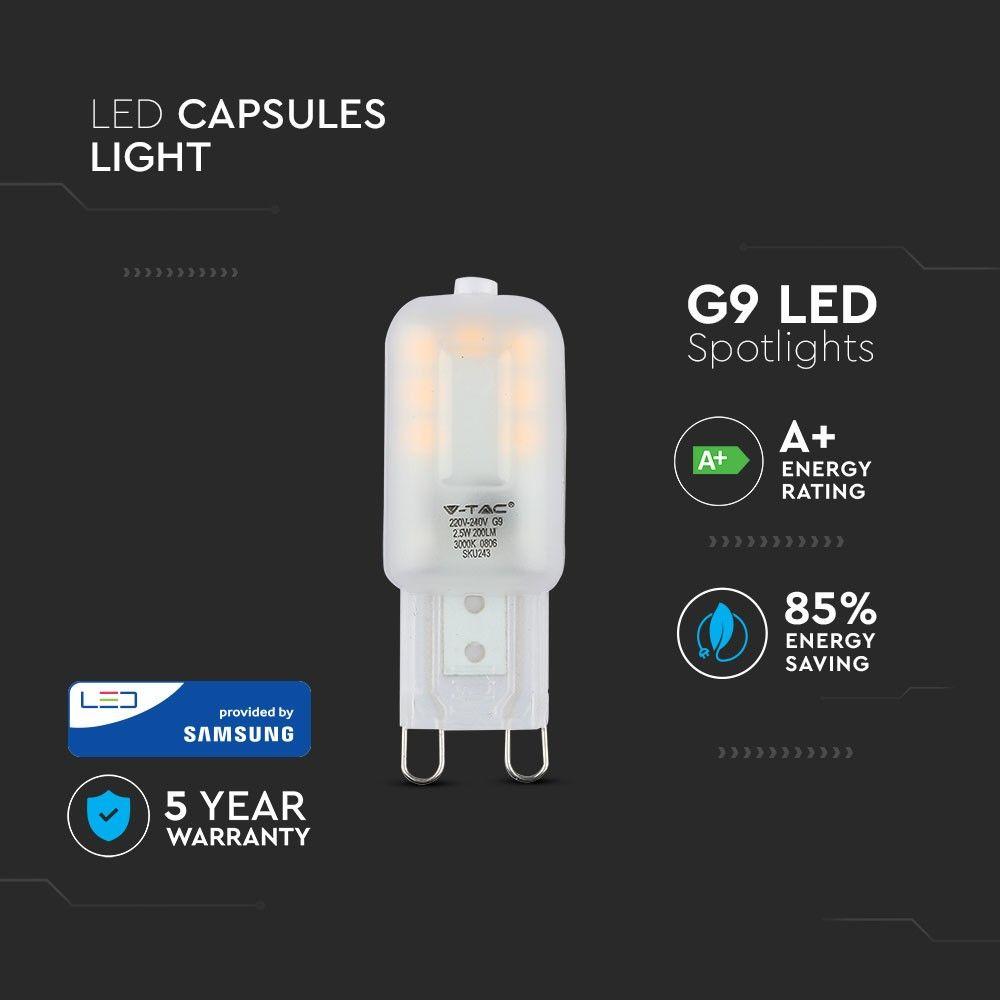 VT-203 2.5W G9 PLASTIC SPOTLIGHT SAMSUNG CHIP 3000K 300'D