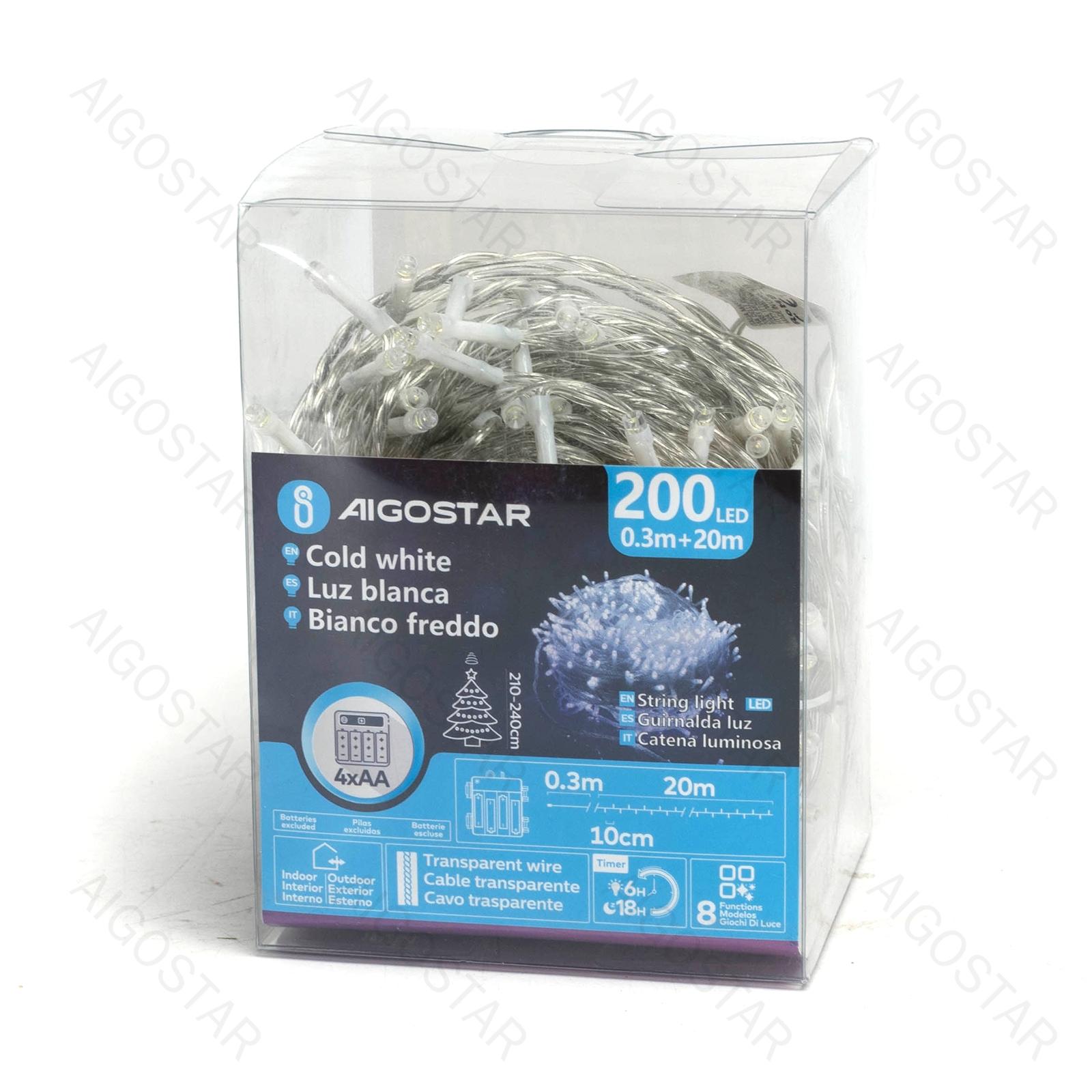 4AA battery flat string lights, cool white, 0.3m+20m