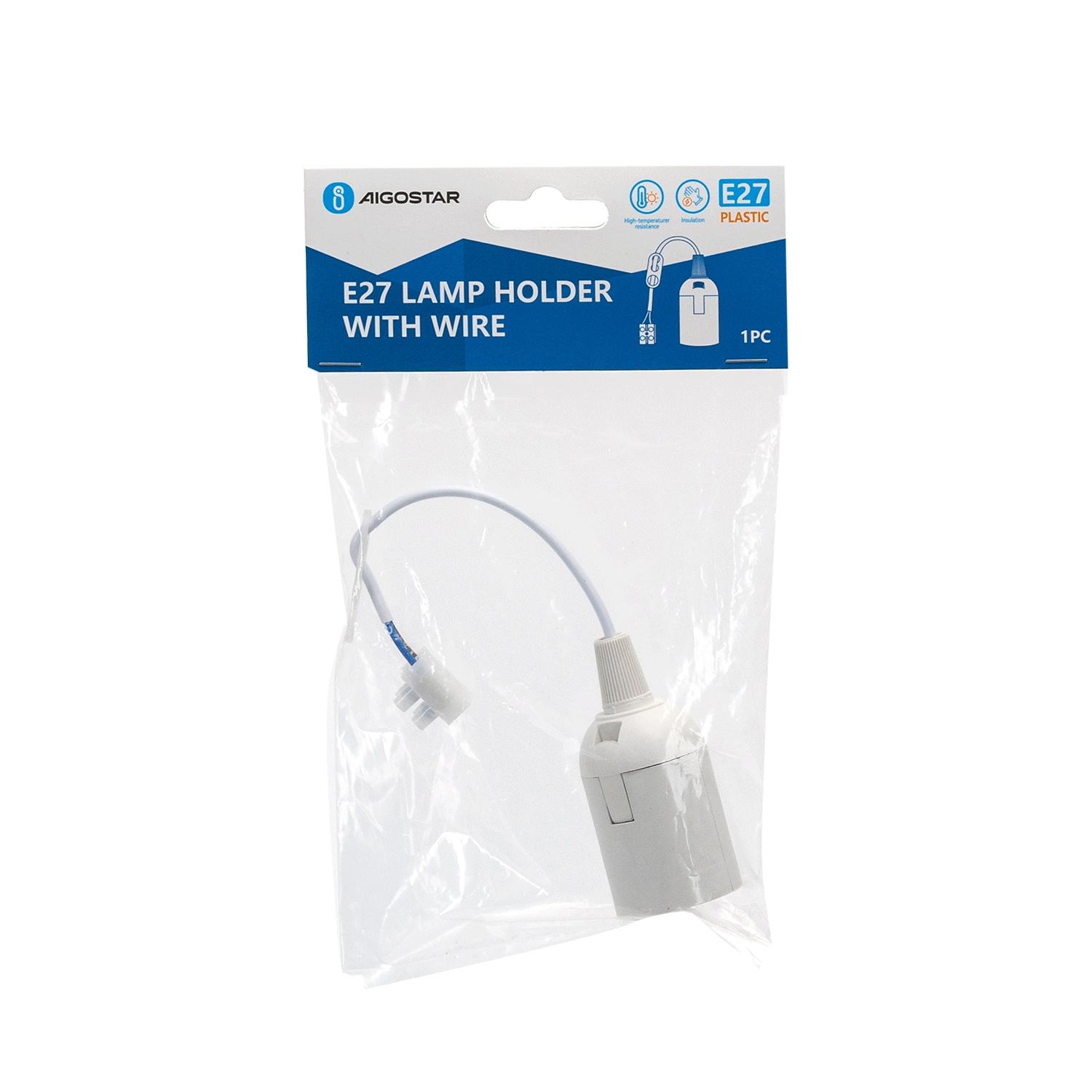 E27 plastic lamp holder with wiring terminal white