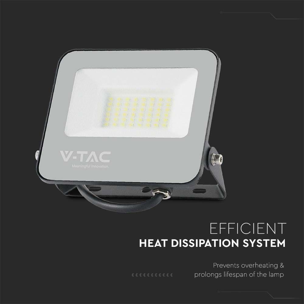 VT-44031 30W LED FLOODLIGHT 4000K BLACK BODY GREY GLASS 160LM/W