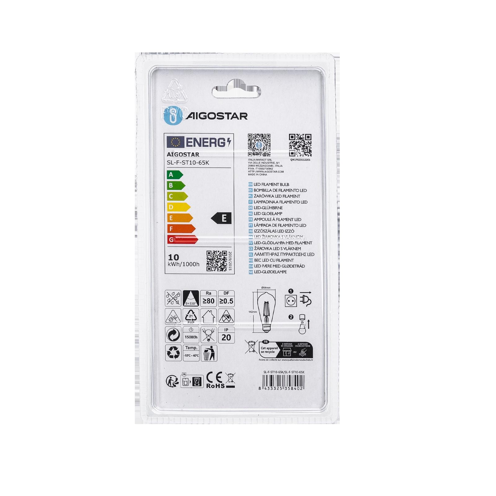 LED Filament Bulb (Clear) ST64 E27 10W