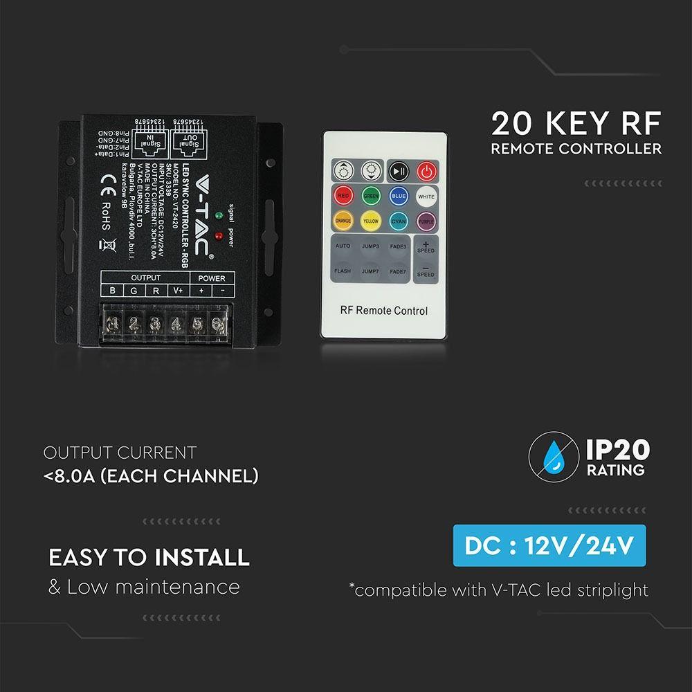 VT-2420 288W LED RGB CONTROLLER WITH 20 KEY RF REMOTE CONTROL