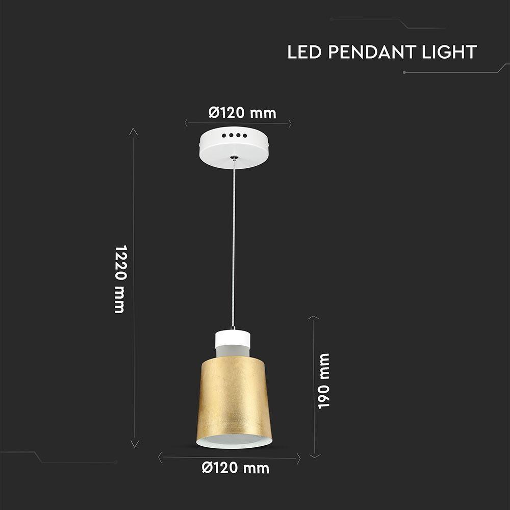 VT-7333 7W LED PENDANT LIGHT(ACRYLIC)-GOLD LAMPSHADE 3000K