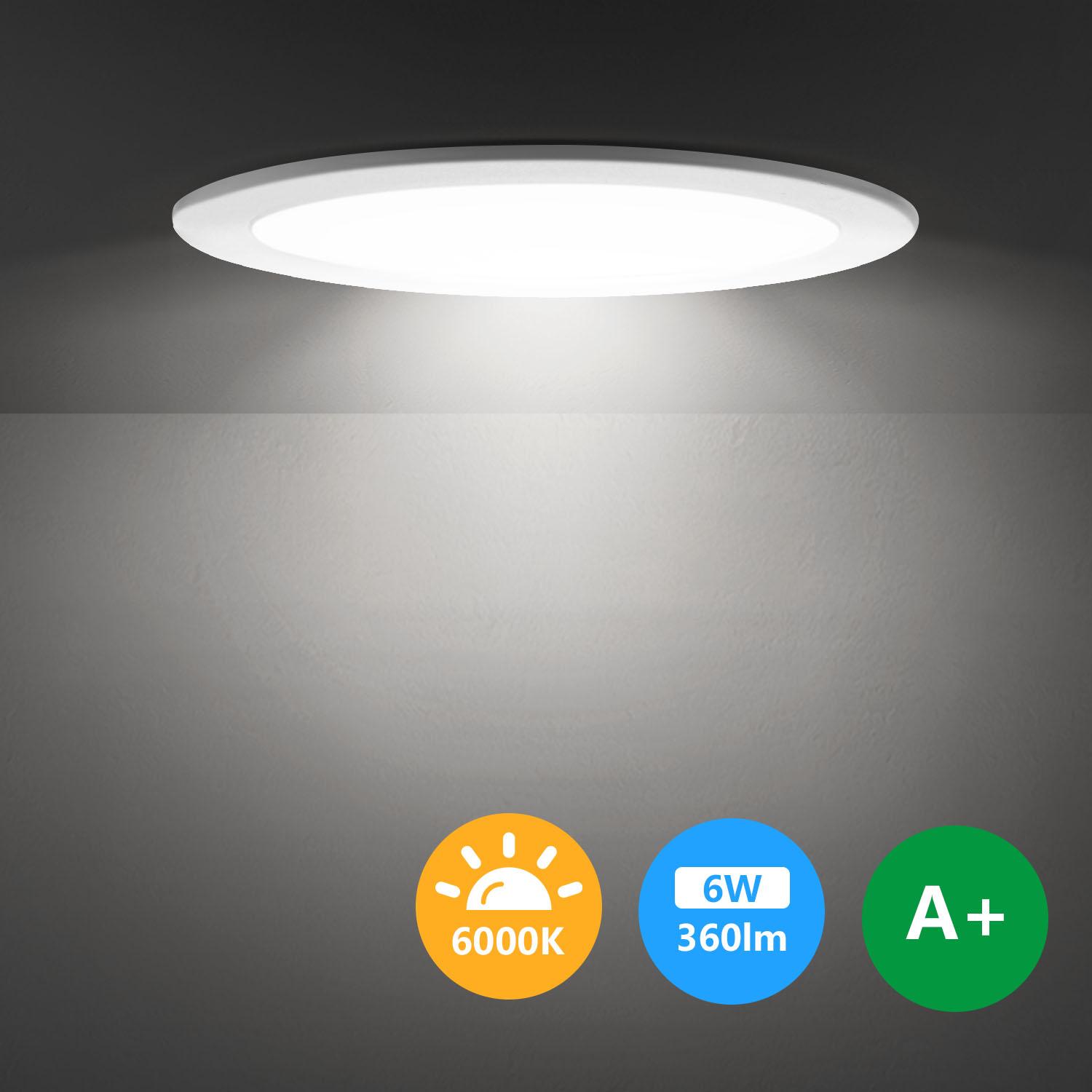 E6 LED Ultra-thin Flush-mounted Round Downlight 6W White Light