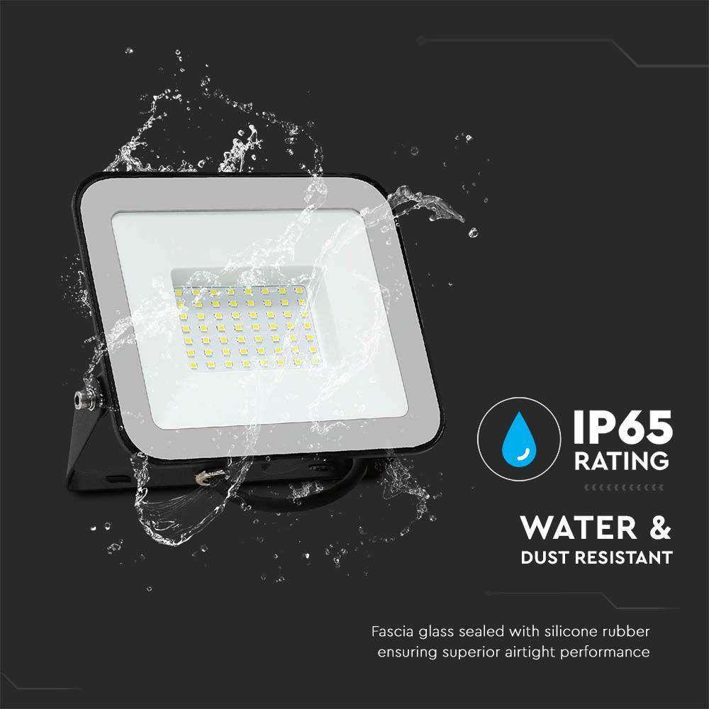 50W Naświetlacz LED SMD, Chip SAMSUNG, Barwa:6500K, Obudowa: Czarna, VTAC, SKU 10026