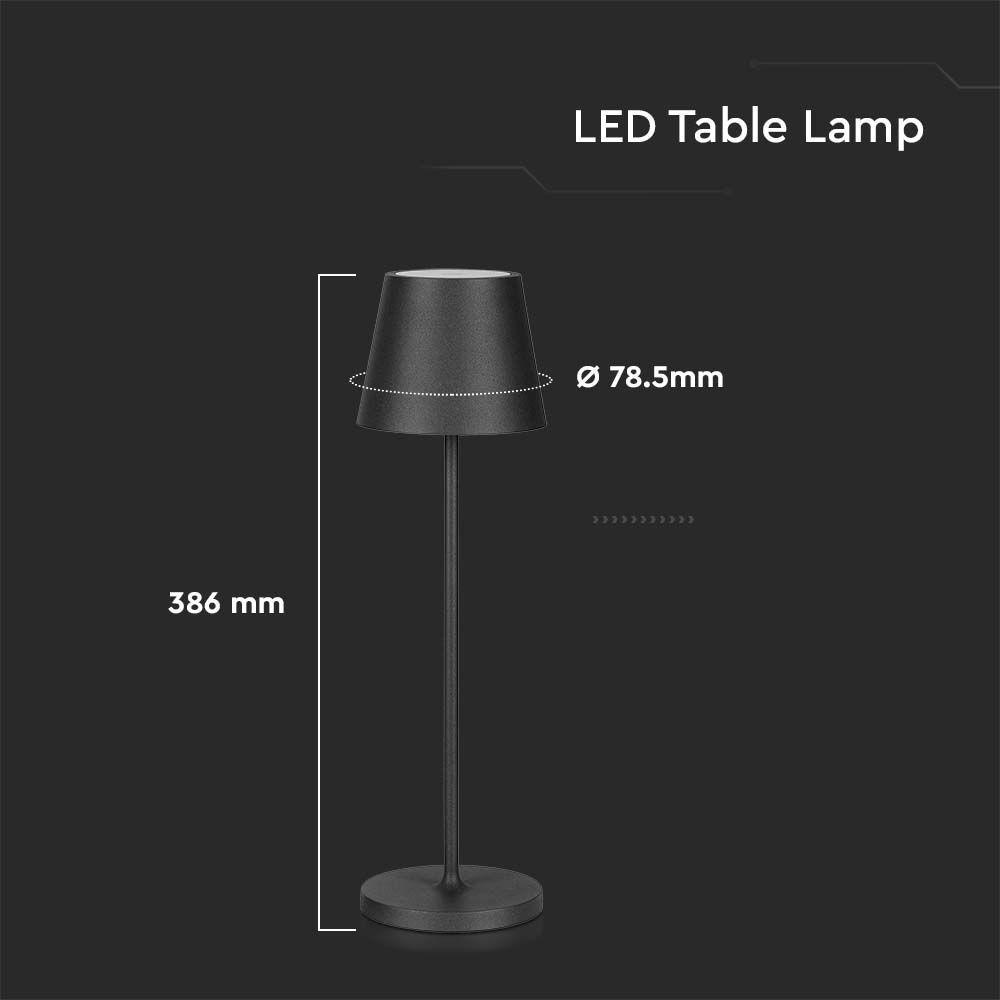 VT-7522 LED 2W TABLE LAMP 4400mA BATTERY 3000K IP54 BLACK BODY