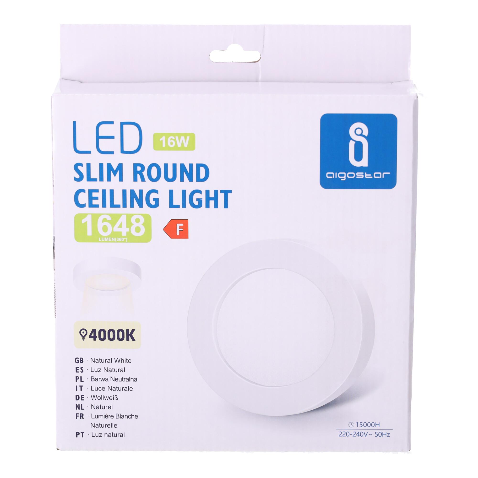 E6 LED  Surface-mounted Round Downlight 16W Natural Light