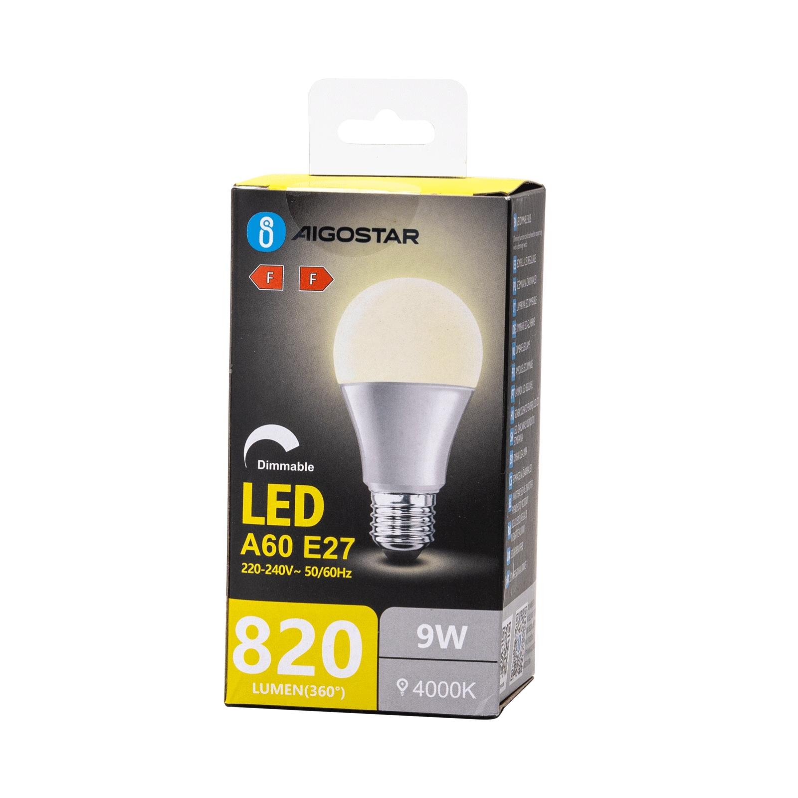 LED dimmable bulb A60 E27 9W 4000K