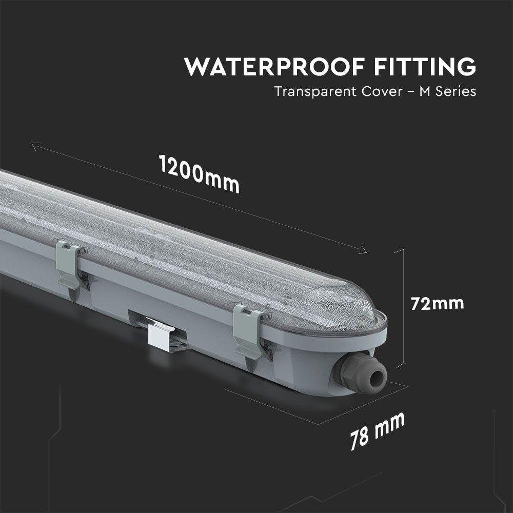 VT-120036 36W LED WATERPROOF FITTING 120CM SAMSUNG CHIP-OPAQUE COVER 4000K