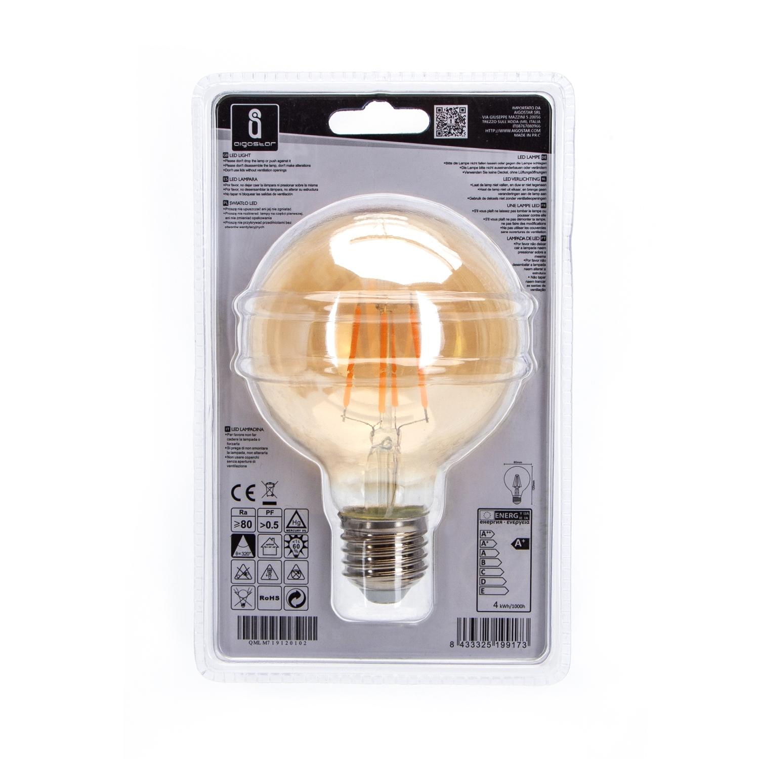 LED Filament Bulb (Amber) G80 E27 4W