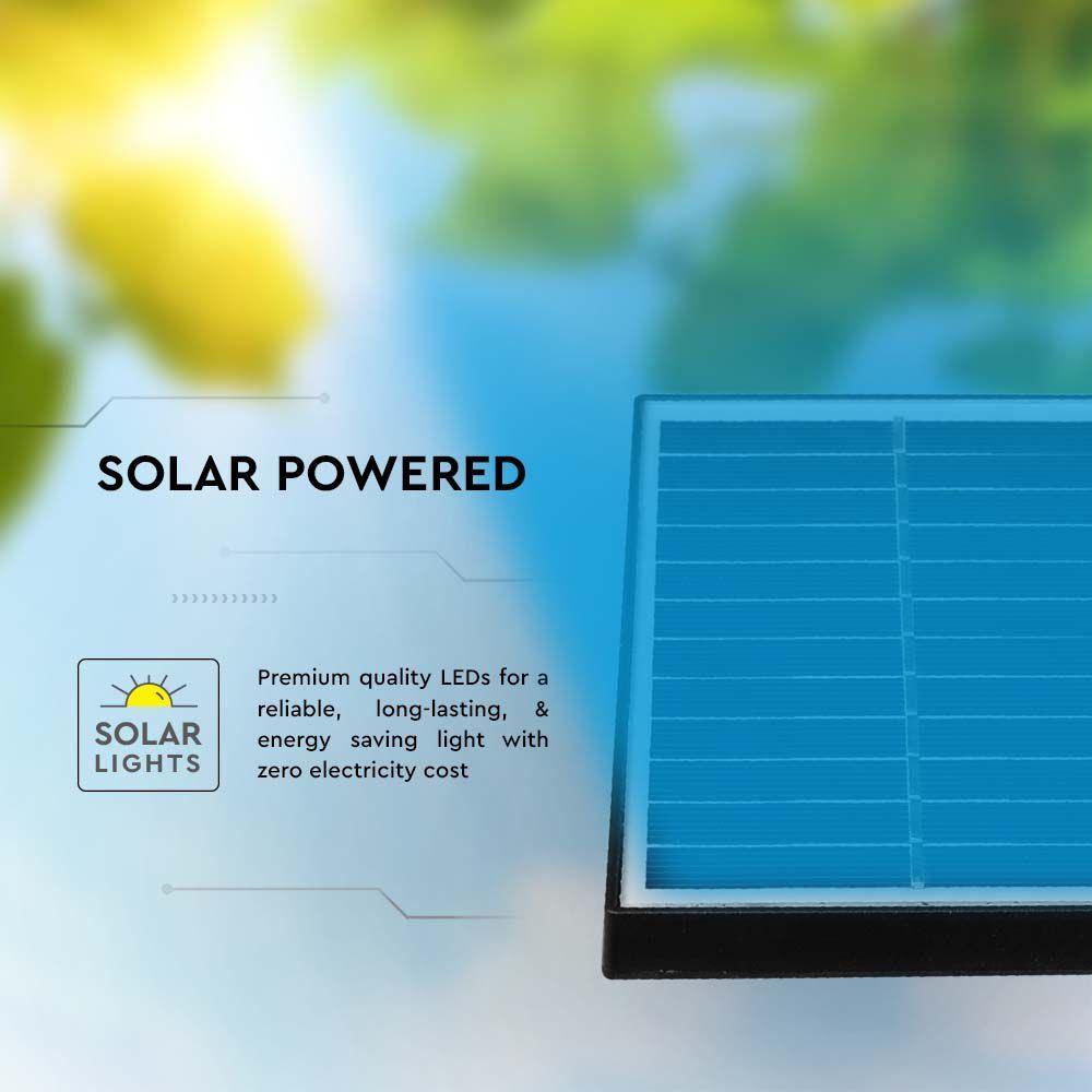 2x1.2W Oprawa ogrodowa + panel solarny, Barwa:3000K, IP65, Obudowa: Czarny, VTAC, SKU 20488