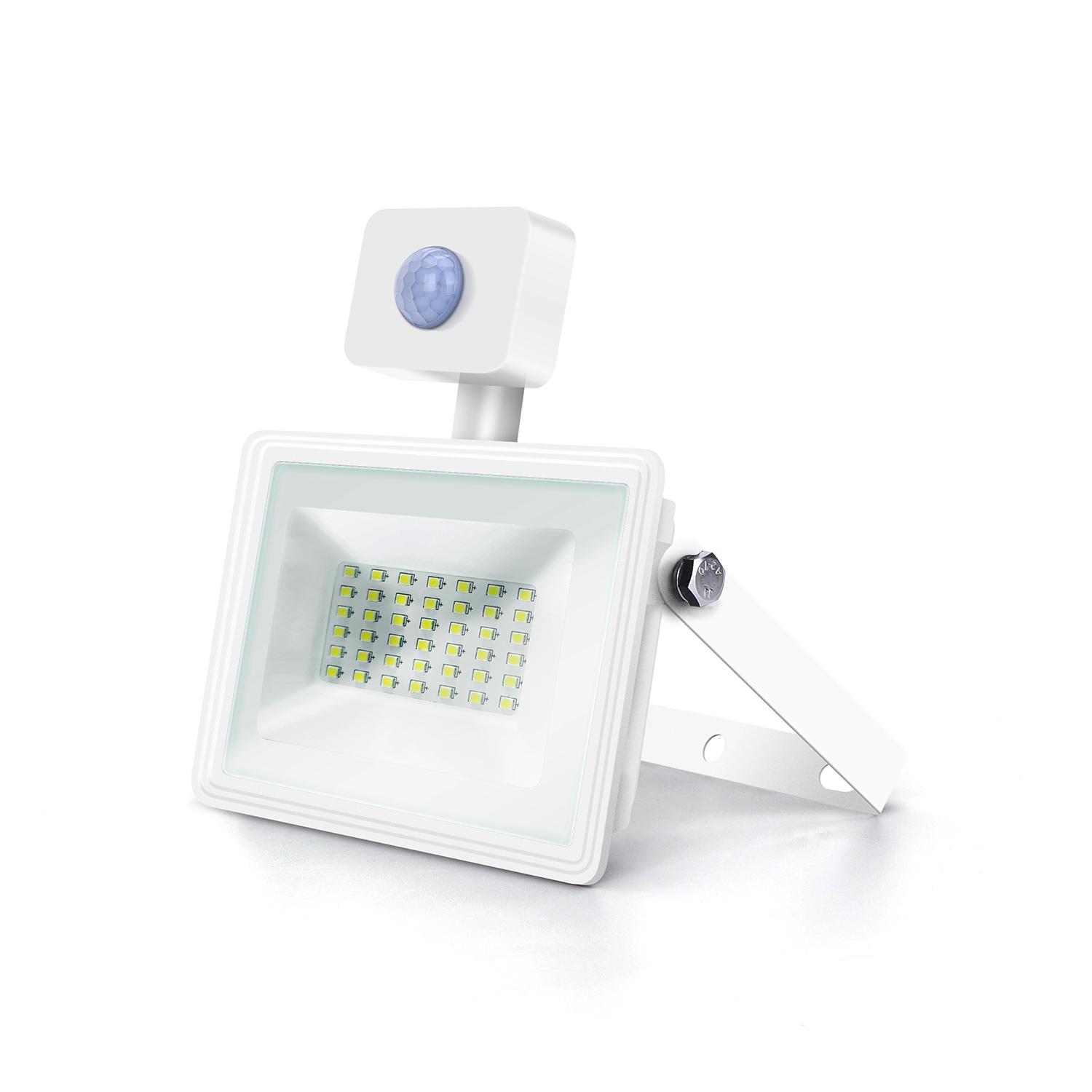 LED Slim Floodlight with Sensor White 30W (Die-casting)