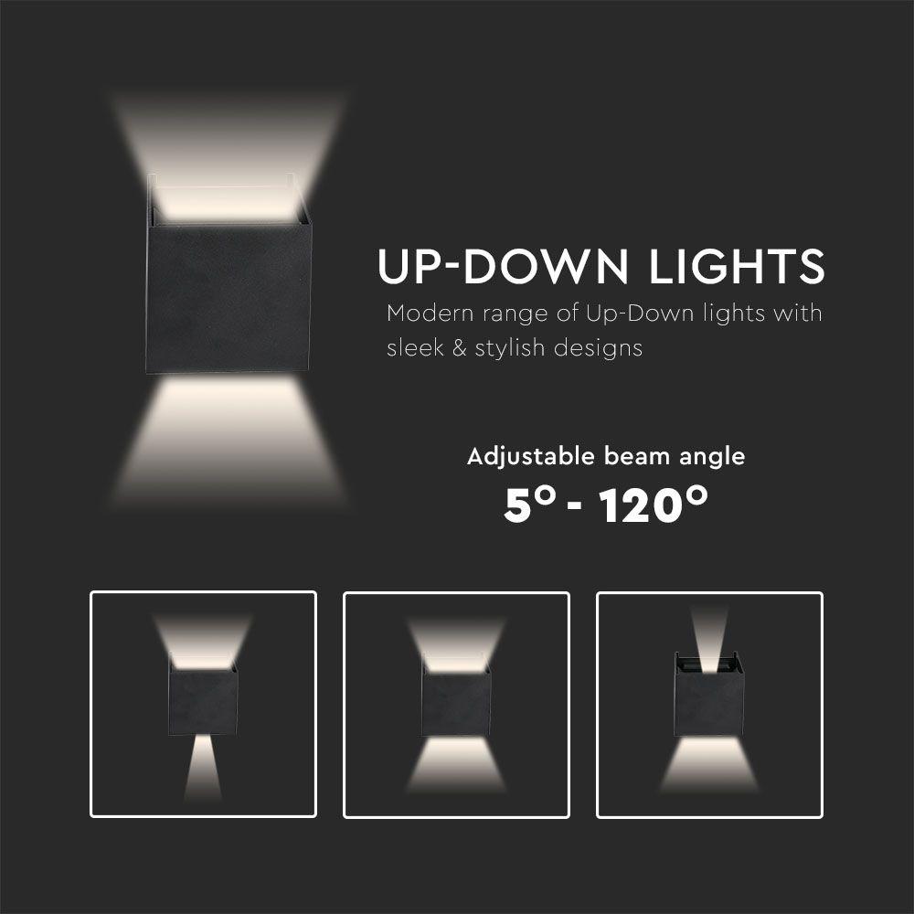 VT-759-12 12W LED UP-DOWN WALL LIGHT WITH BRIDGELUX CHIP 3000k BLACK SQUARE