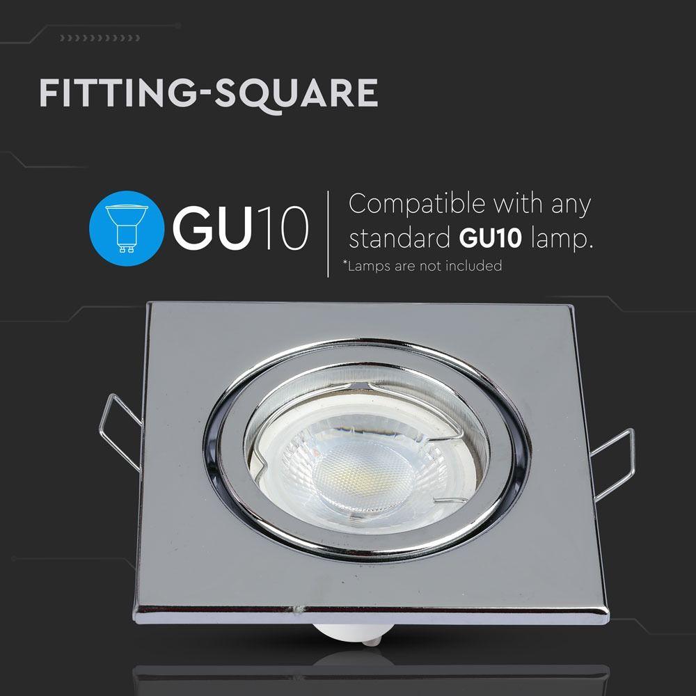 VT-7227 GU10 HOUSING SQUARE-STAINLESS STEEL WITH CHROME FINISH